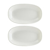 Bonna China Loop 7.5" x 4.25" x h:1" Oval Warm White Porcelain Platter (Set of 2)
